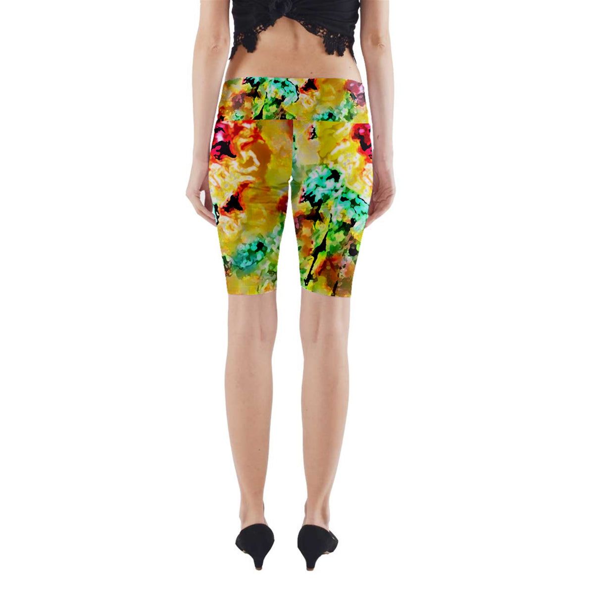 Hibiscus Impressionist Yoga Cropped Leggings