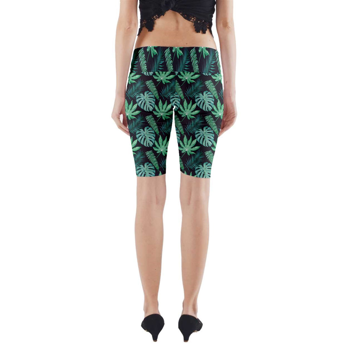 Black Monstera Yoga Cropped Leggings