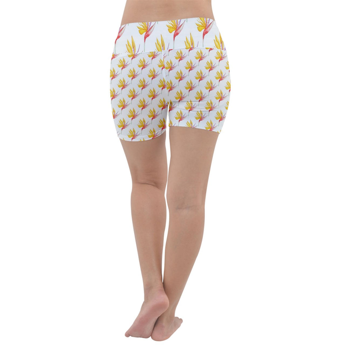 Lightweight Velour Yoga Shorts Bird of Paradise