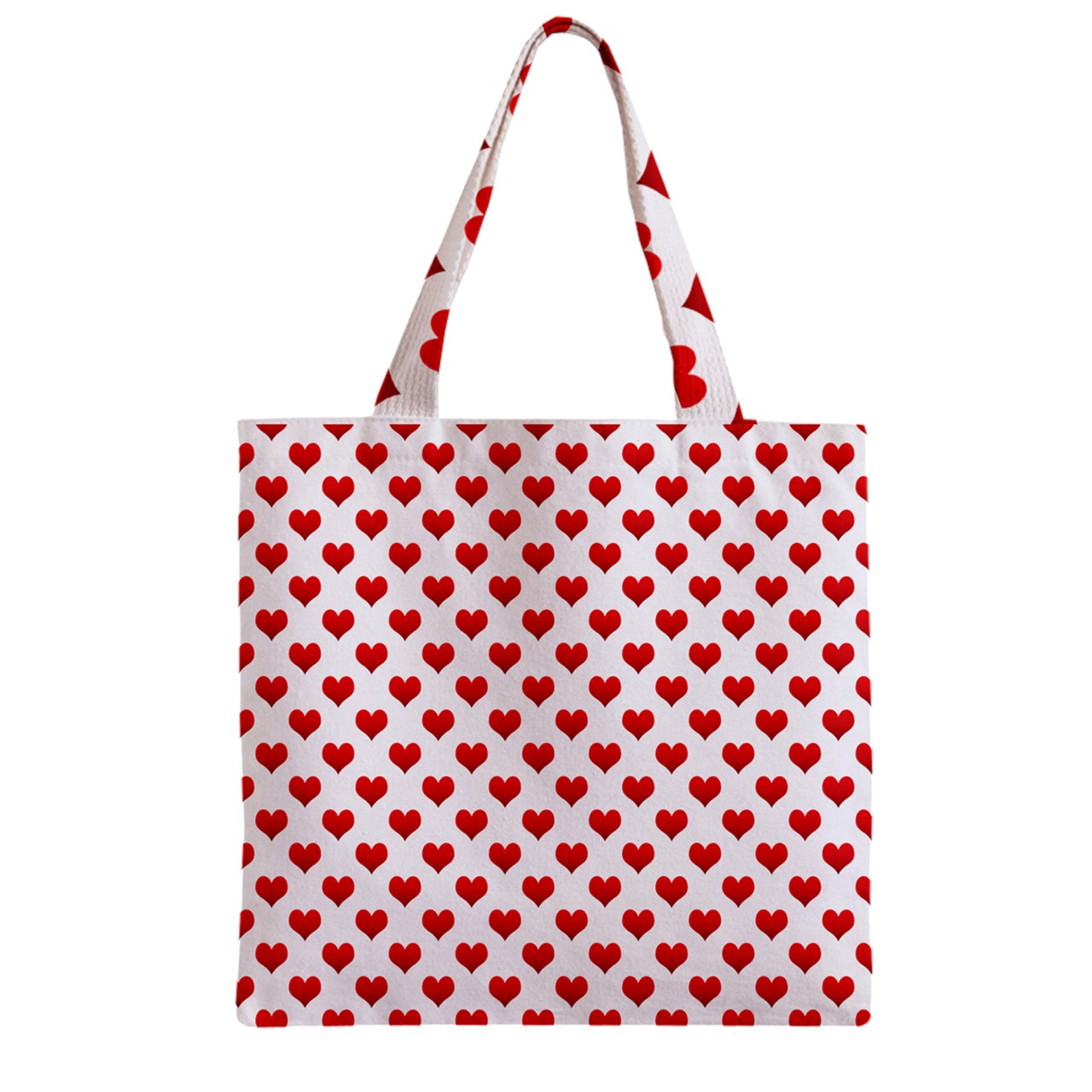 Zipper Grocery Tote Bag Hearts