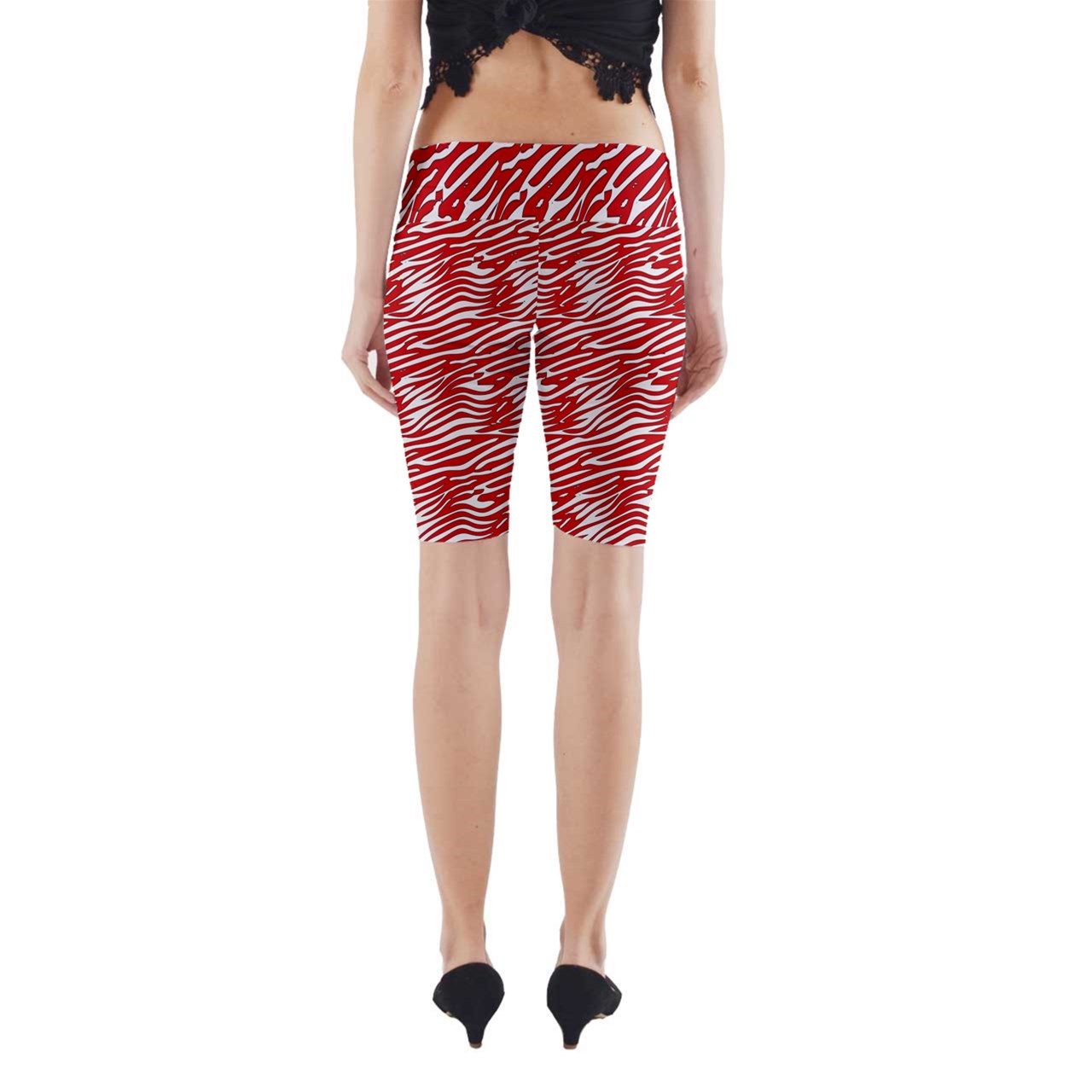 Yoga Cropped Leggings Red Stripes
