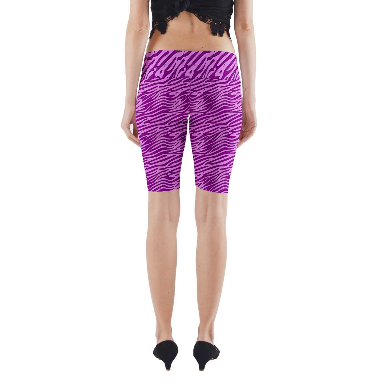 Yoga Cropped Leggings Pink and Purple Stripes