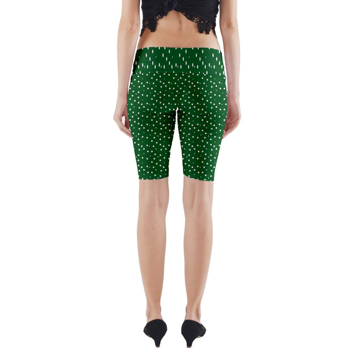 Yoga Cropped Leggings Green Dots