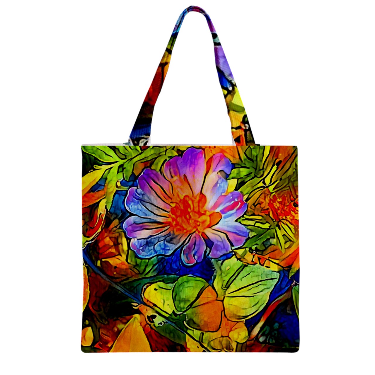 Petunia Zipper Grocery Tote Bag