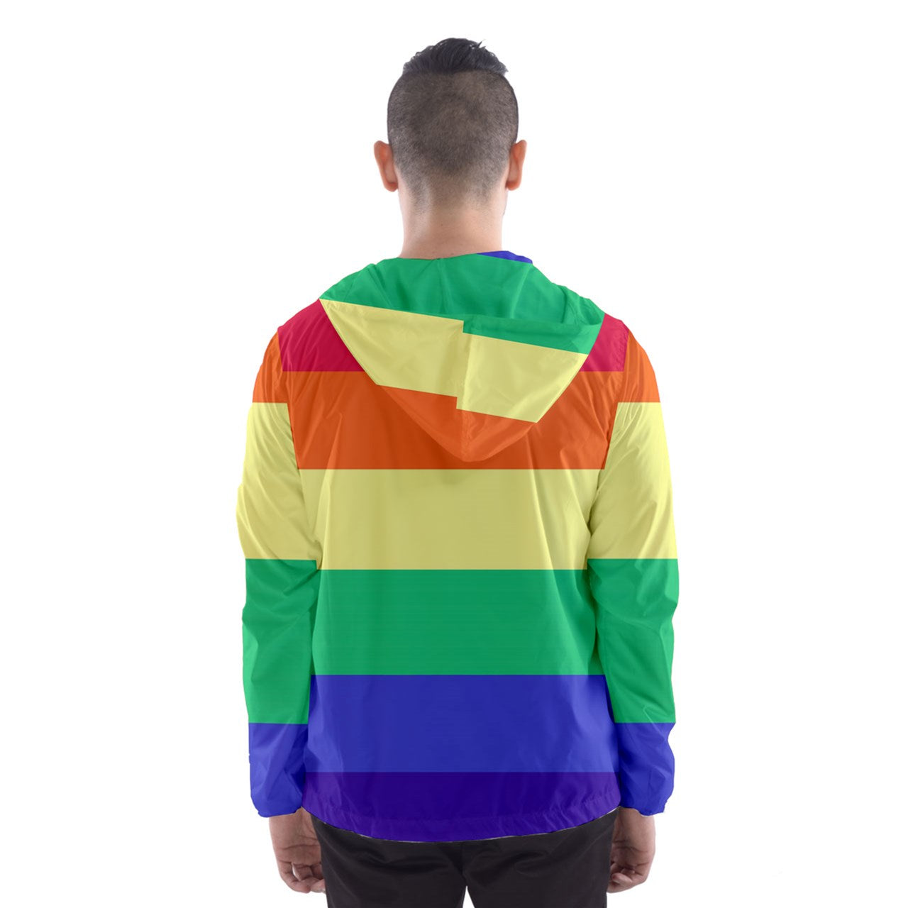 LGBTQ Rainbow Pride #12 Men's Hooded Windbreaker