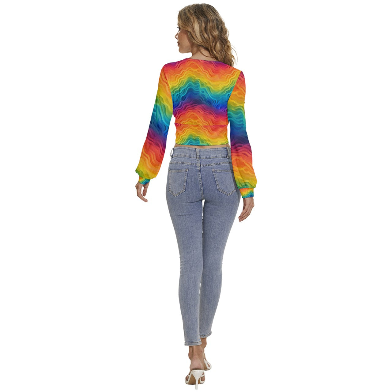 LGBTQ Rainbow Pride Long Sleeve Deep-V Velour Top