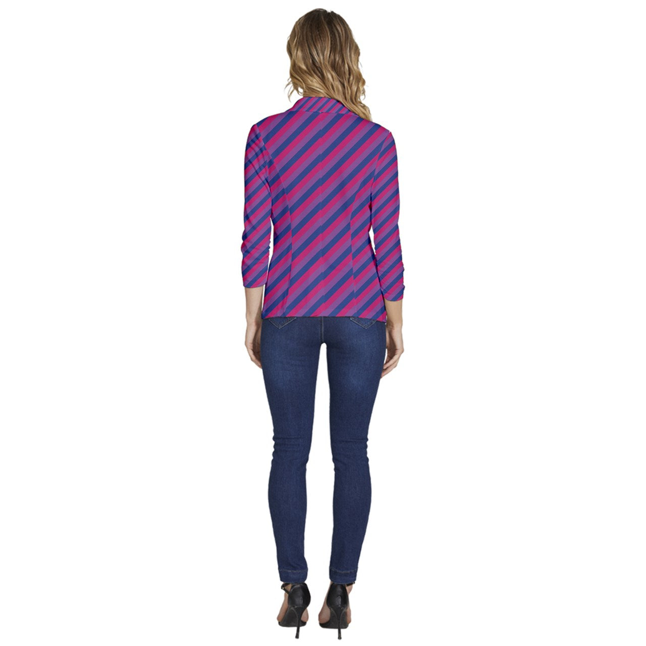 Bisexual Flag Women's One-Button 3/4 Sleeve Short Jacket