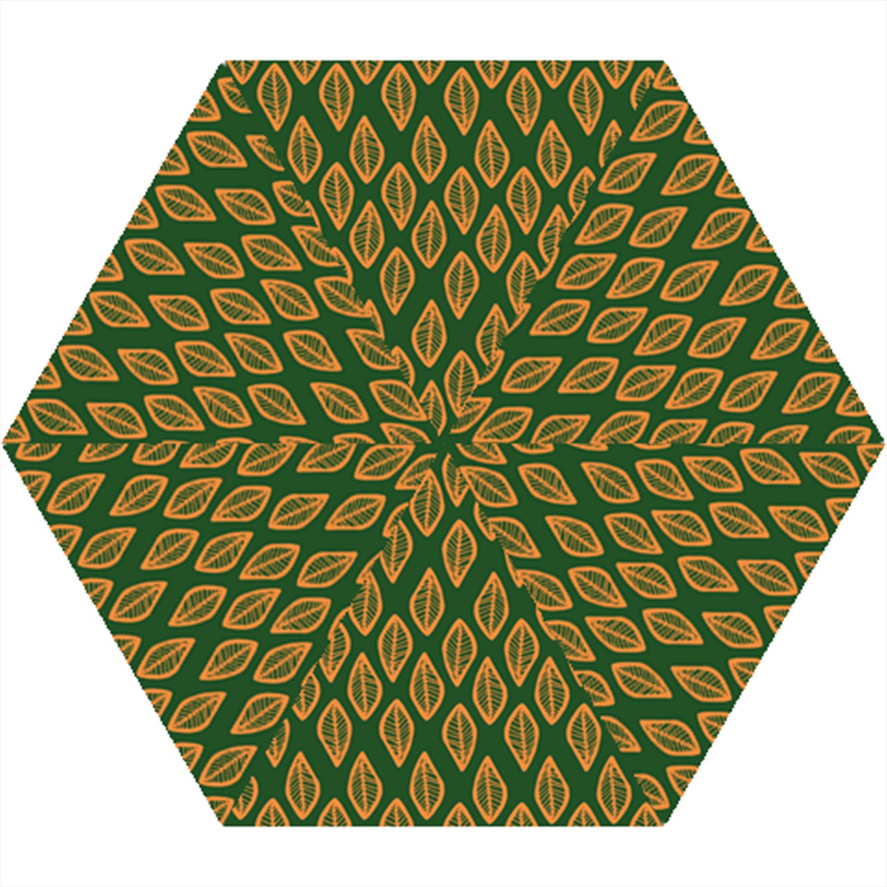 African | Ethnic | Mudcloth | #16 Green and Orange Mini Folding Umbrella