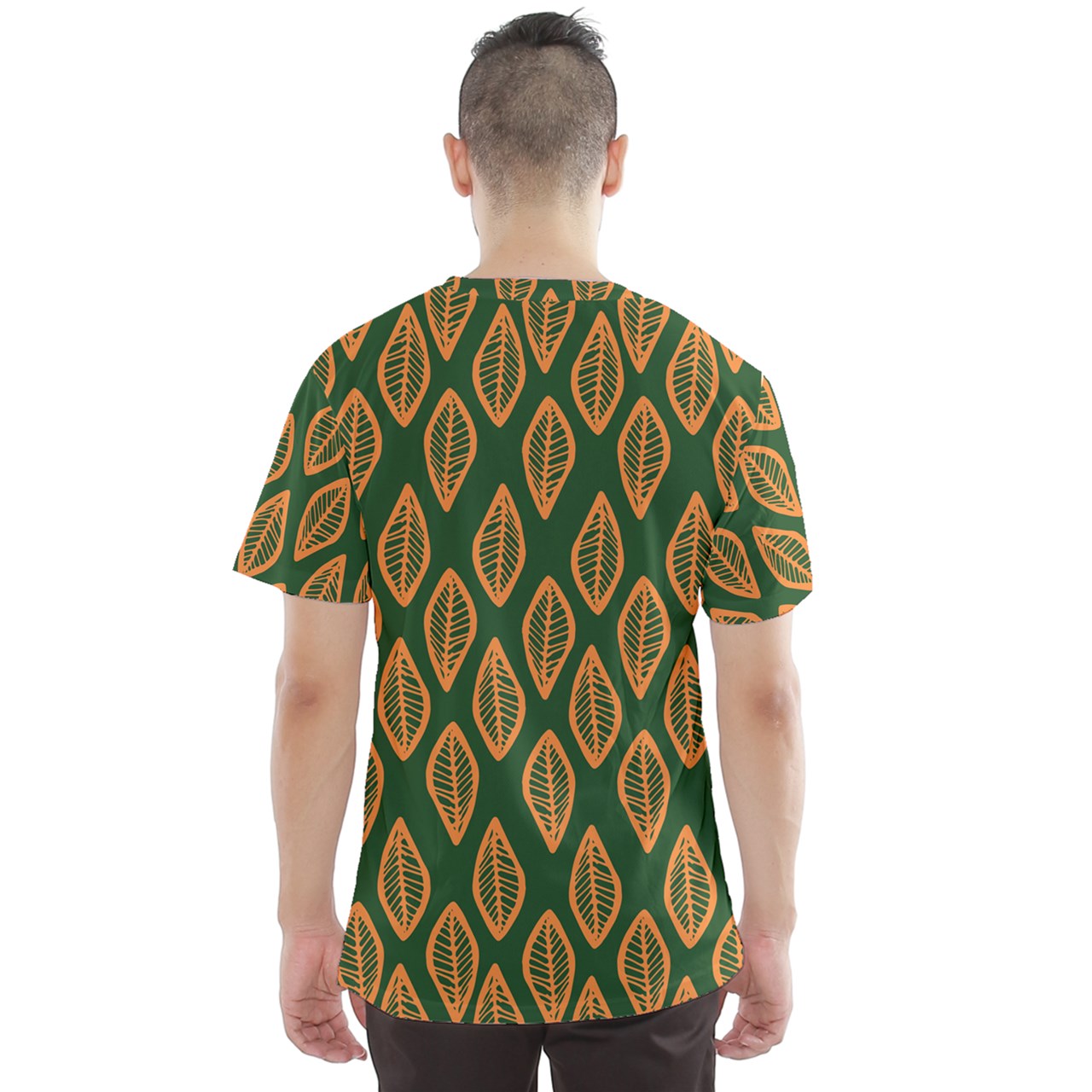 African | Ethnic | Mudcloth | #16 Green and Orange Men's Sport Mesh Tee