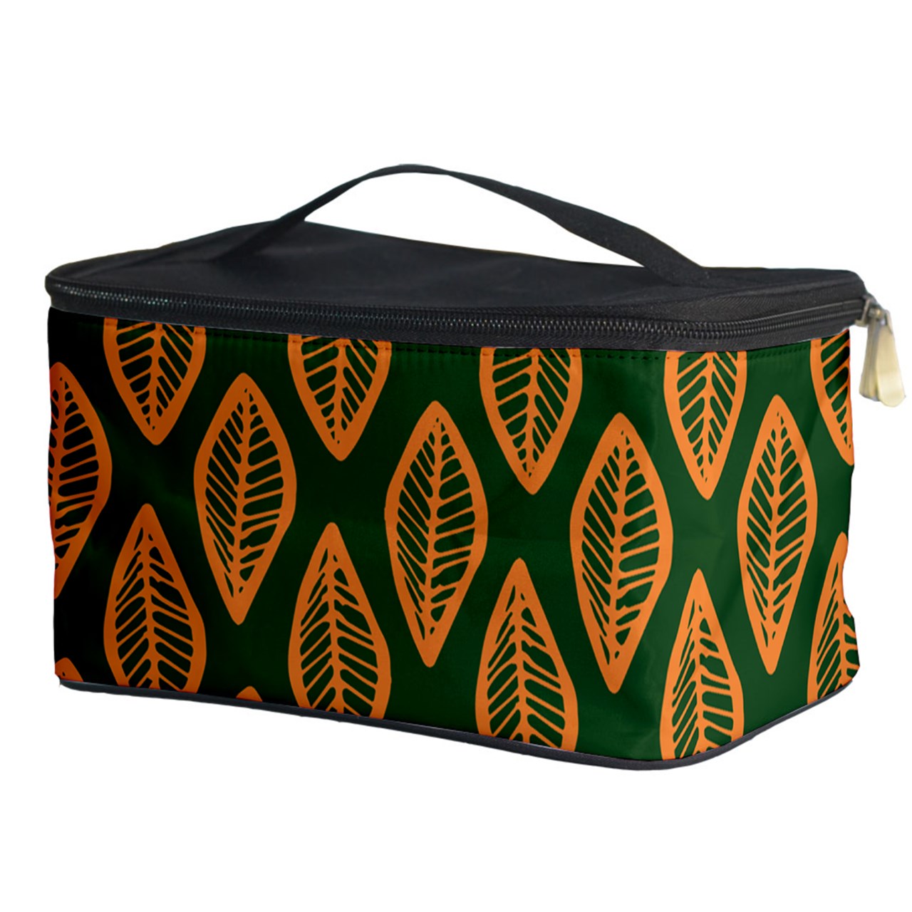 African | Ethnic | Mudcloth | #16 Green and Orange Cosmetic Storage Case