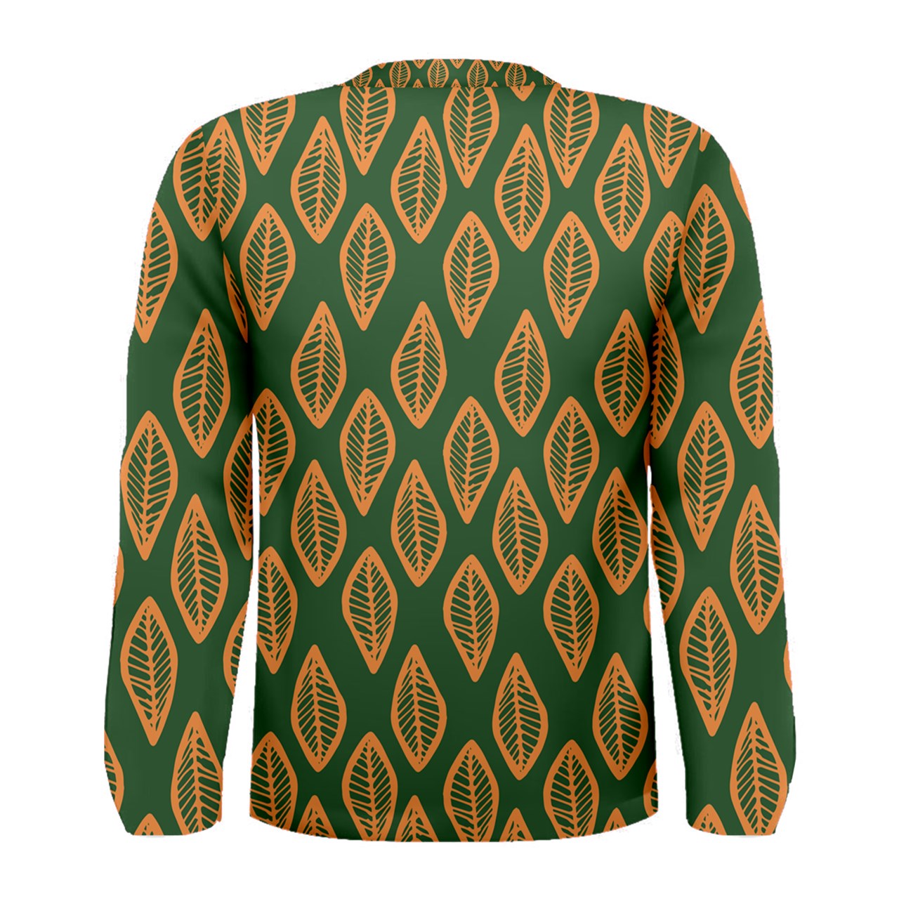 African | Ethnic | Mudcloth | #16 Green and Orange Men's Long Sleeve Tee