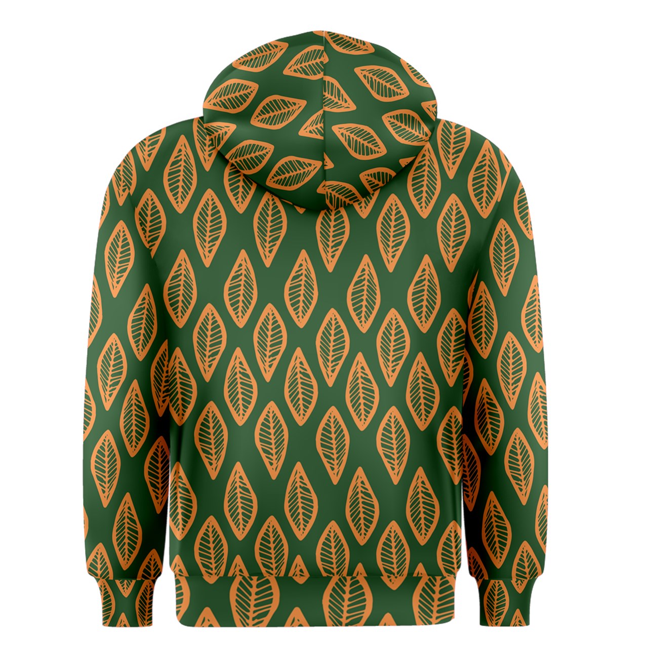 African | Ethnic | Mudcloth | #16 Green and Orange Men's Zipper Hoodie