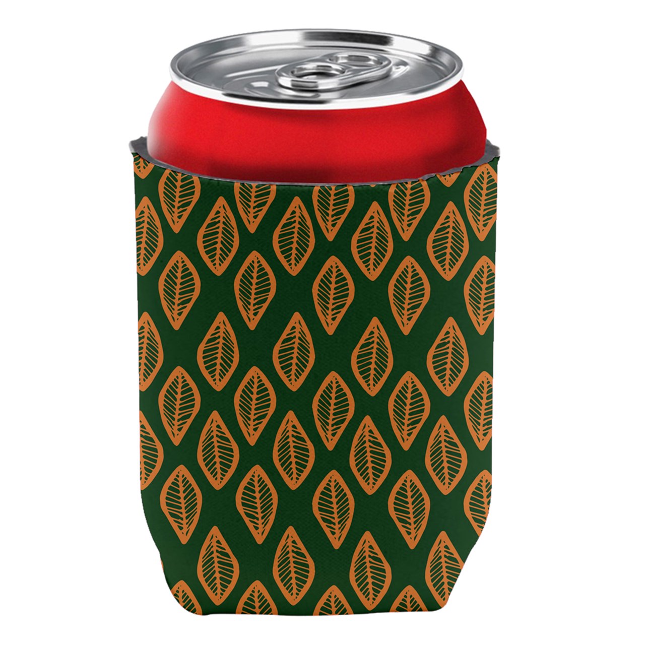 African | Ethnic | Mudcloth | #16 Green and Orange Can Cooler