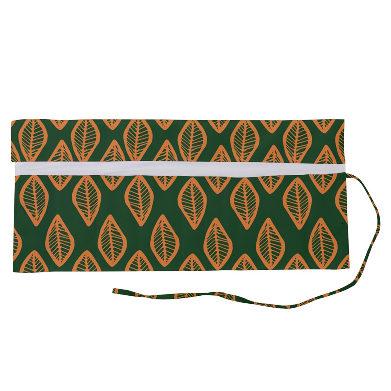 African | Ethnic | Mudcloth | #16 Green and Orange Roll Up Canvas Pencil Holder (S)