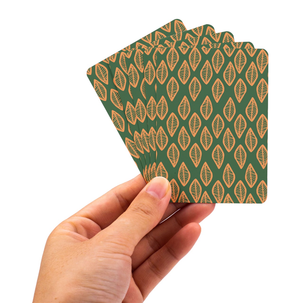 African | Ethnic | Mudcloth | #16 Green and Orange Playing Cards Single Design (Rectangle) with Custom Box