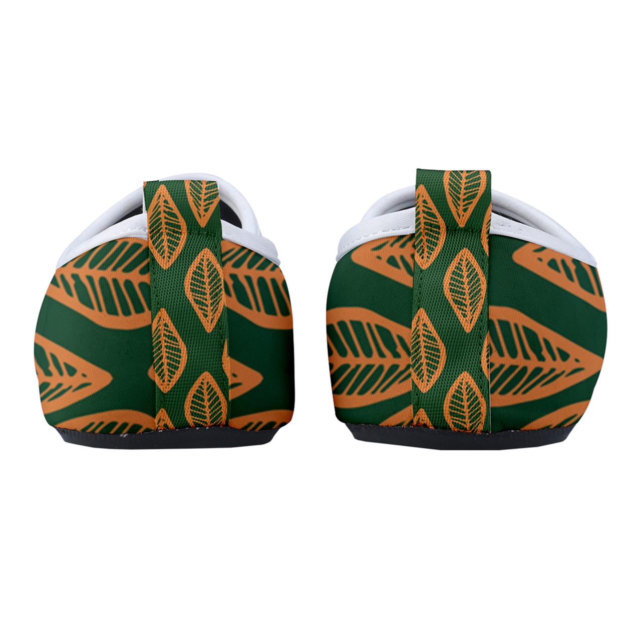 African | Ethnic | Mudcloth | #16 Green and Orange Men's Sock-Style Water Shoes