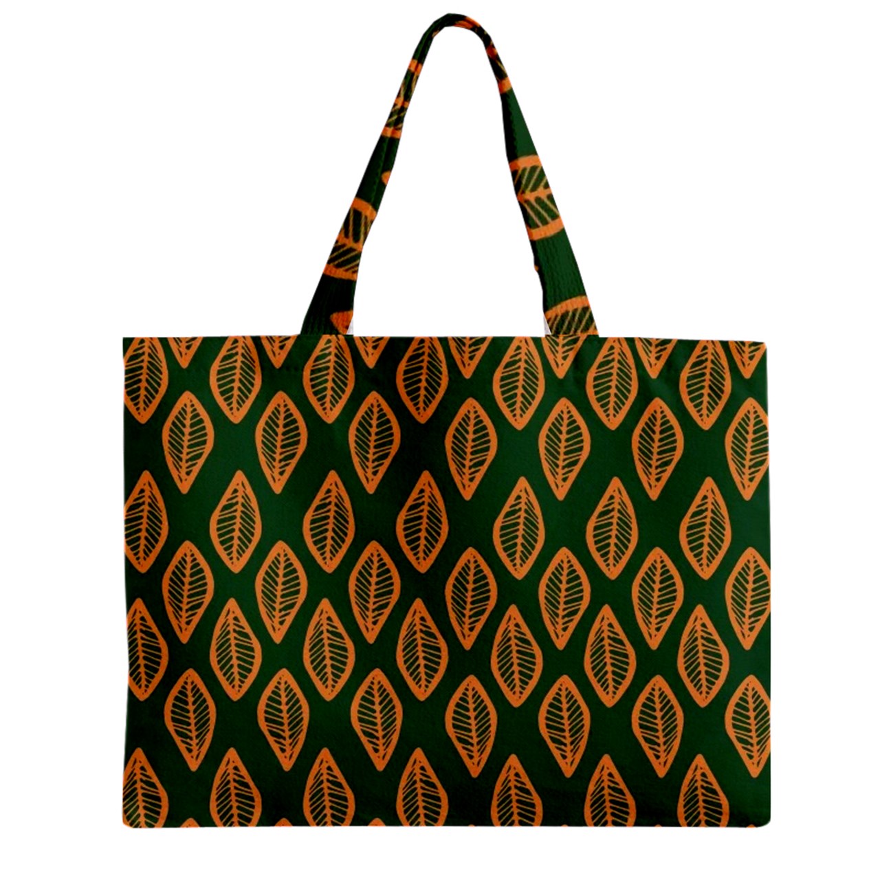 African Ethnic Orange Green Zipper Mini Tote Bag
