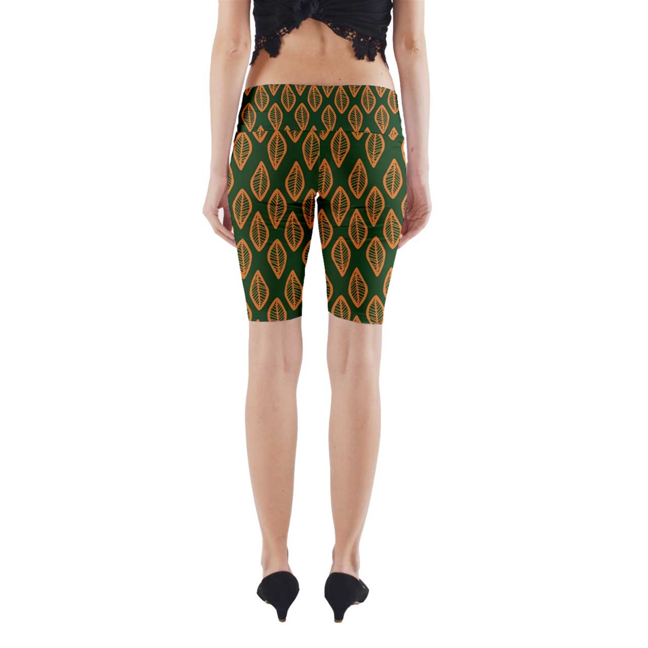 African Ethnic Orange Green Yoga Cropped Leggings