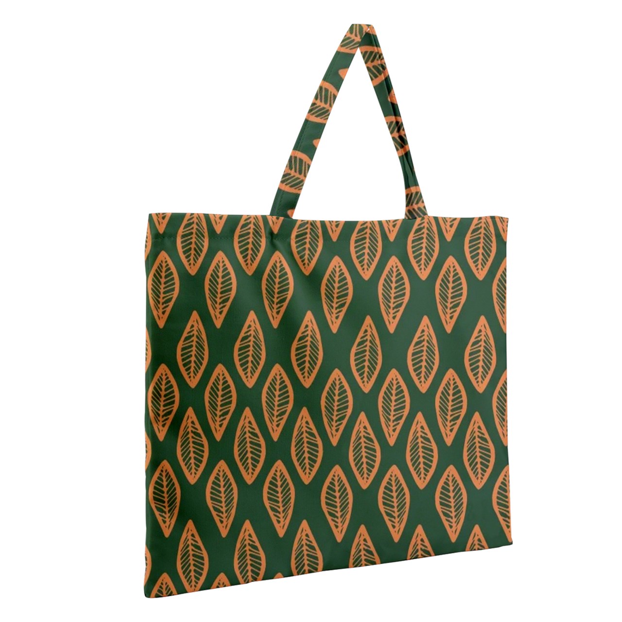 African Ethnic Orange Green Zipper Large Tote Bag
