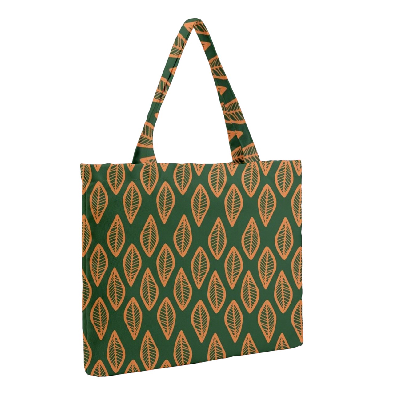African Ethnic Orange Green Zipper Medium Tote Bag
