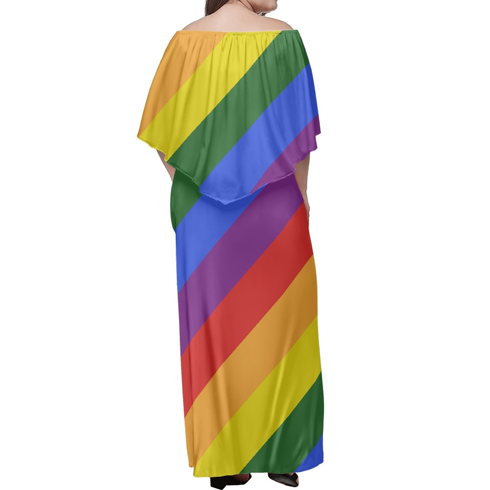 Rainbow Women's Off The Shoulder Dress