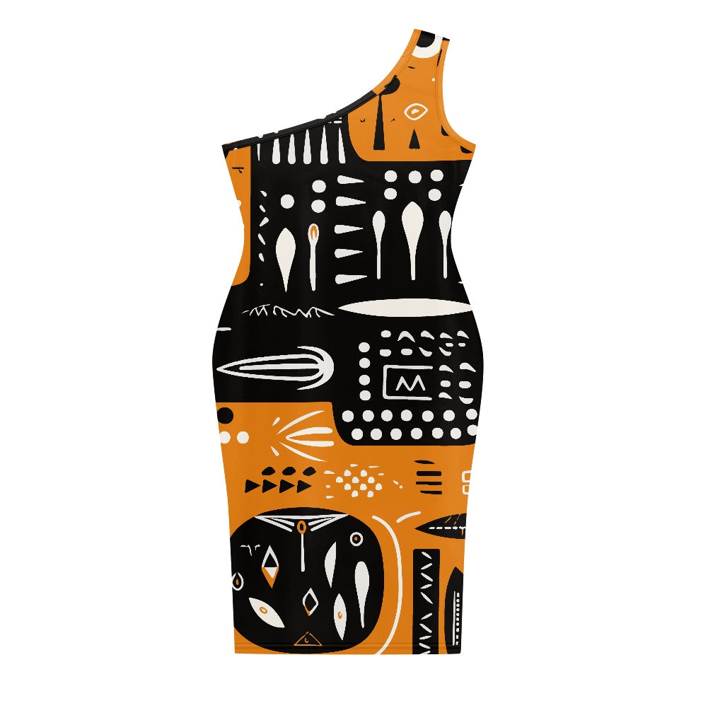 Discover Elegance: Luxtrini's One-Shoulder Slim Dress - Ethnic