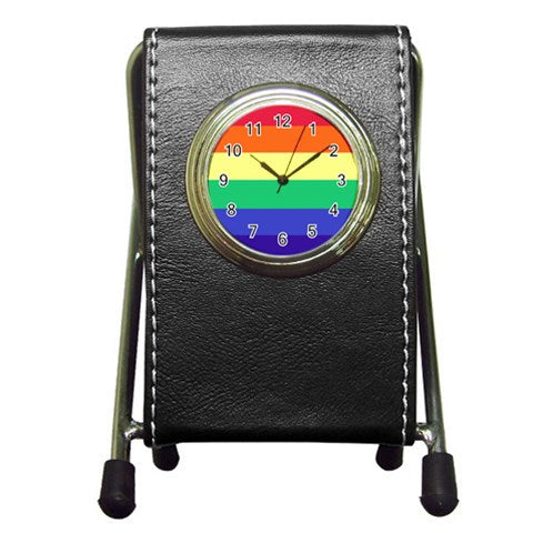 LGBTQ Rainbow Pride #12 Pen Holder Desk Clock