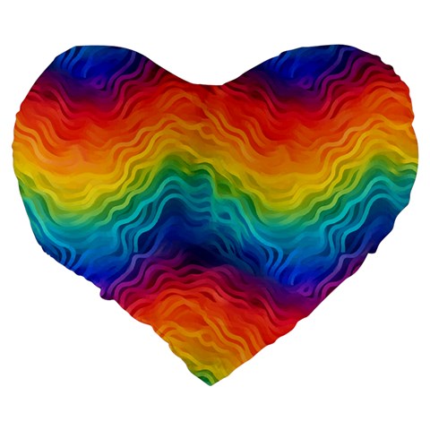 Lgbtq Rainbow Large 19" Premium Heart Shape Cushion
