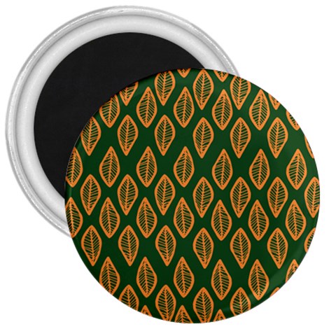 African | Ethnic | Mudcloth | #16 Green and Orange 3" Magnet