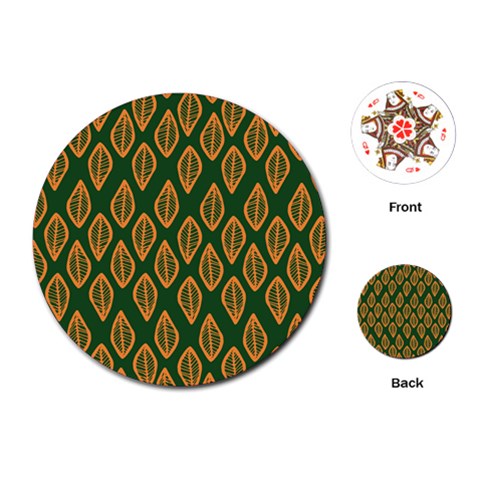 African | Ethnic | Mudcloth | #16 Green and Orange Playing Cards Single Design (Round)