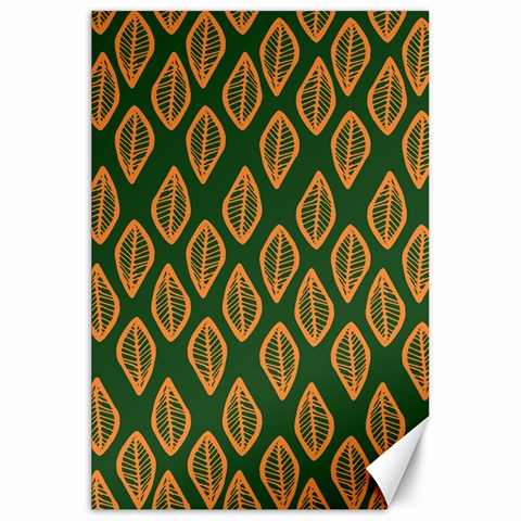 African | Ethnic | Mudcloth | #16 Green and Orange Canvas 20" x 30"