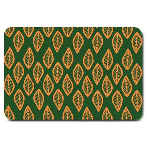 African | Ethnic | Mudcloth | #16 Green and Orange Large Doormat