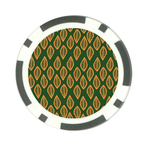 African | Ethnic | Mudcloth | #16 Green and Orange Poker Chip Card Guard
