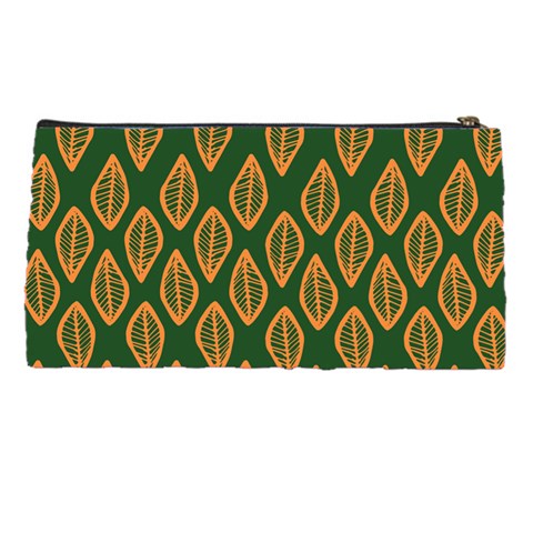 African | Ethnic | Mudcloth | #16 Green and Orange Pencil Case