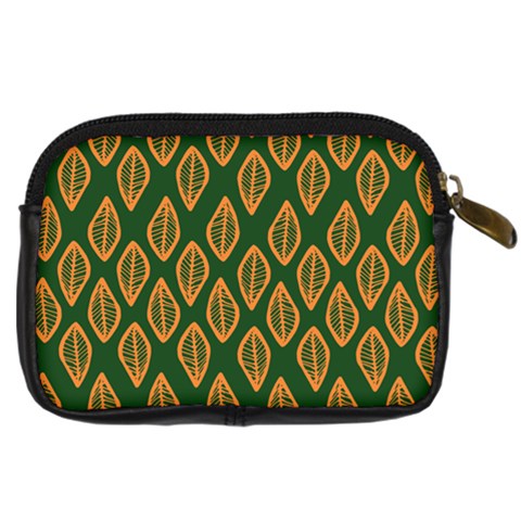 African | Ethnic | Mudcloth | #16 Green and Orange Digital Camera Leather Case