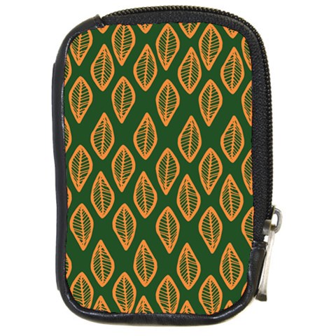 African | Ethnic | Mudcloth | #16 Green and Orange Compact Camera Leather Case