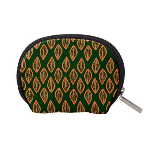 African | Ethnic | Mudcloth | #16 Green and Orange Accessory Pouch (Small)