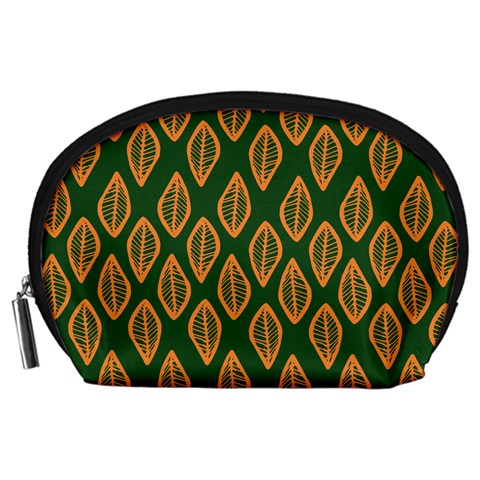 African | Ethnic | Mudcloth | #16 Green and Orange Accessory Pouch (Large)