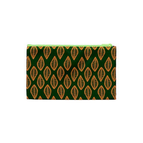 African | Ethnic | Mudcloth | #16 Green and Orange Cosmetic Bag (XS)