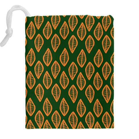 African | Ethnic | Mudcloth | #16 Green and Orange Drawstring Pouch (5XL)