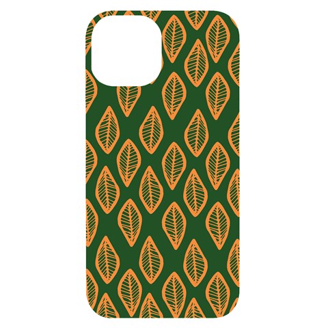 African | Ethnic | Mudcloth | #16 Green and Orange iPhone 14 Black UV Print Case