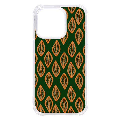 African | Ethnic | Mudcloth | #16 Green and Orange iPhone 14 Pro TPU UV Print Case