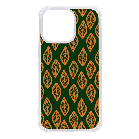 African | Ethnic | Mudcloth | #16 Green and Orange iPhone 13 Pro TPU UV Print Case