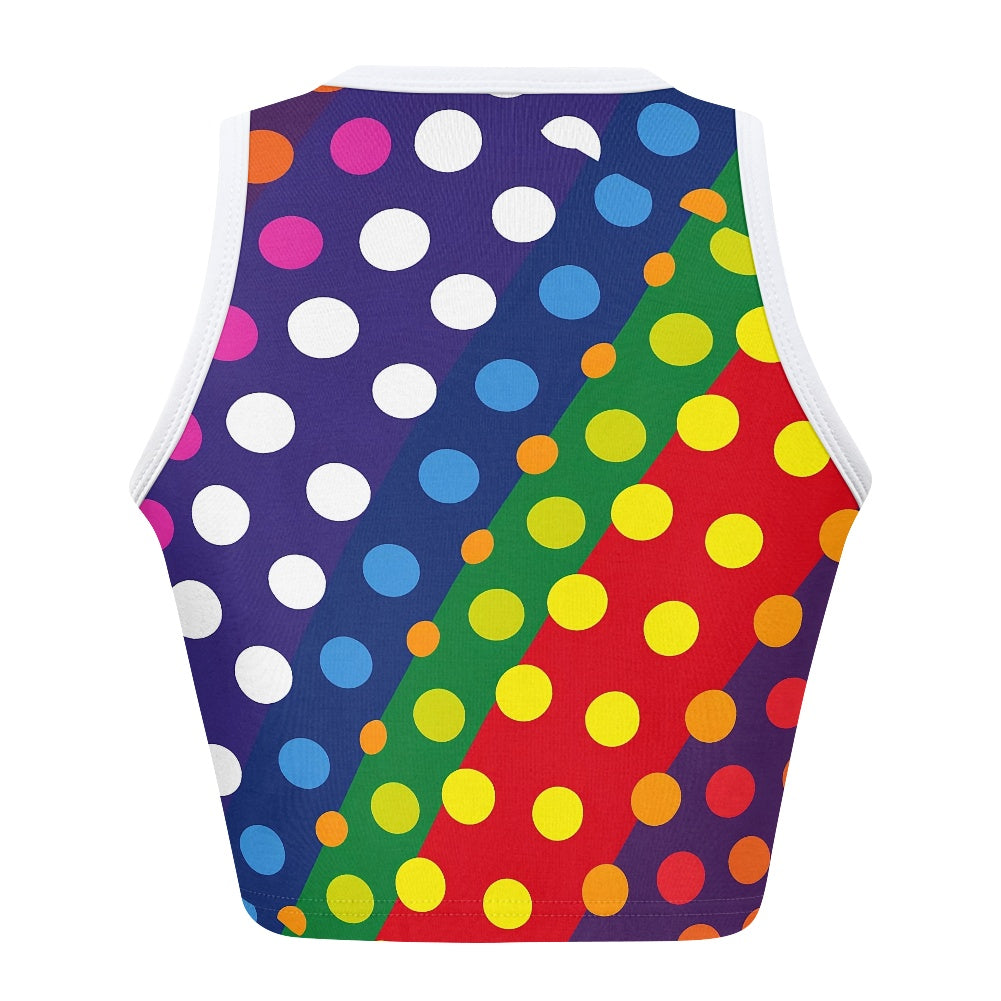 LGBTQ-Friendly Rainbow Polka Dot Tight Tank Top (short) by Luxtrini