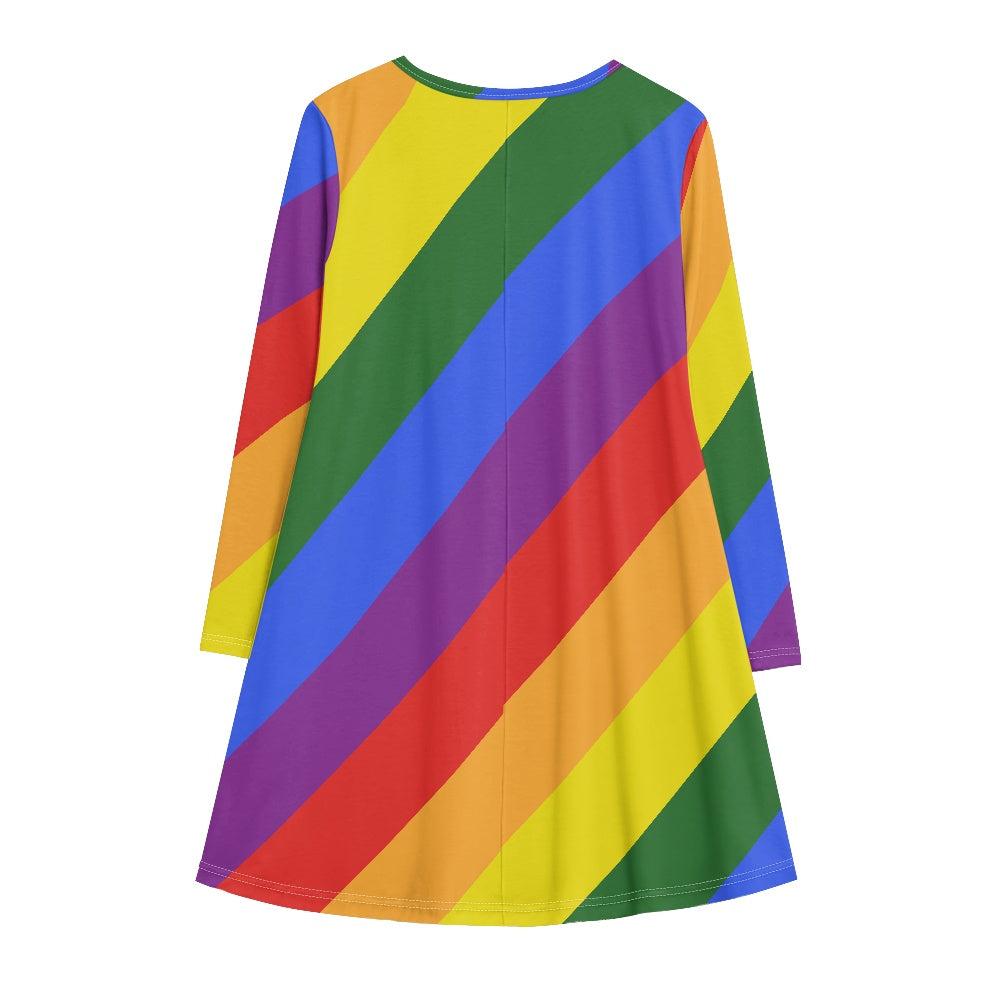 Rainbow Casual dress (Double pocket)