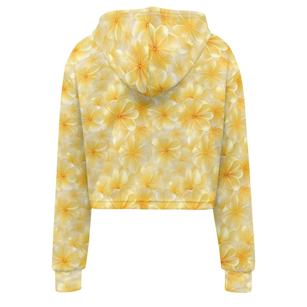 Women's midriff-baring sweatshirt - Yellow Puakenikeni