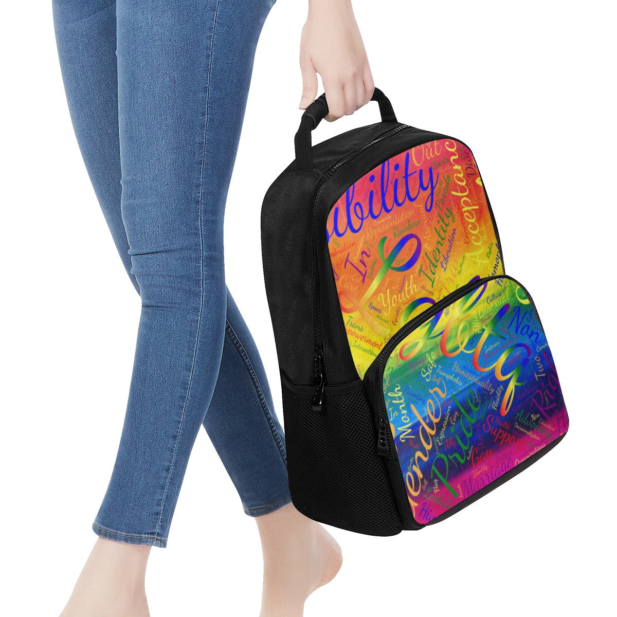 LGBTQ Word Cloud 17 Inch Felt Backpack