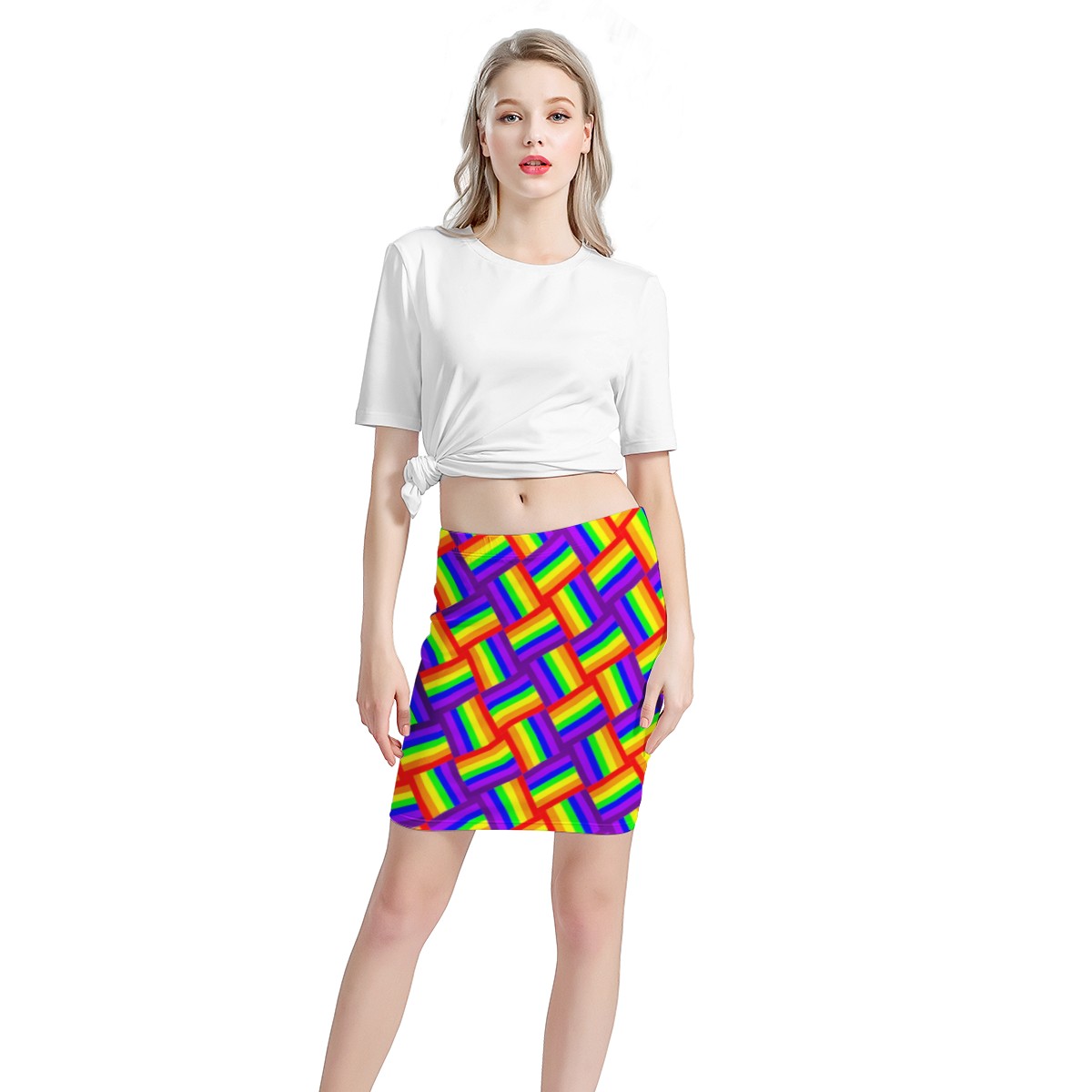 Rainbow Weave Women’s Mini Skirt