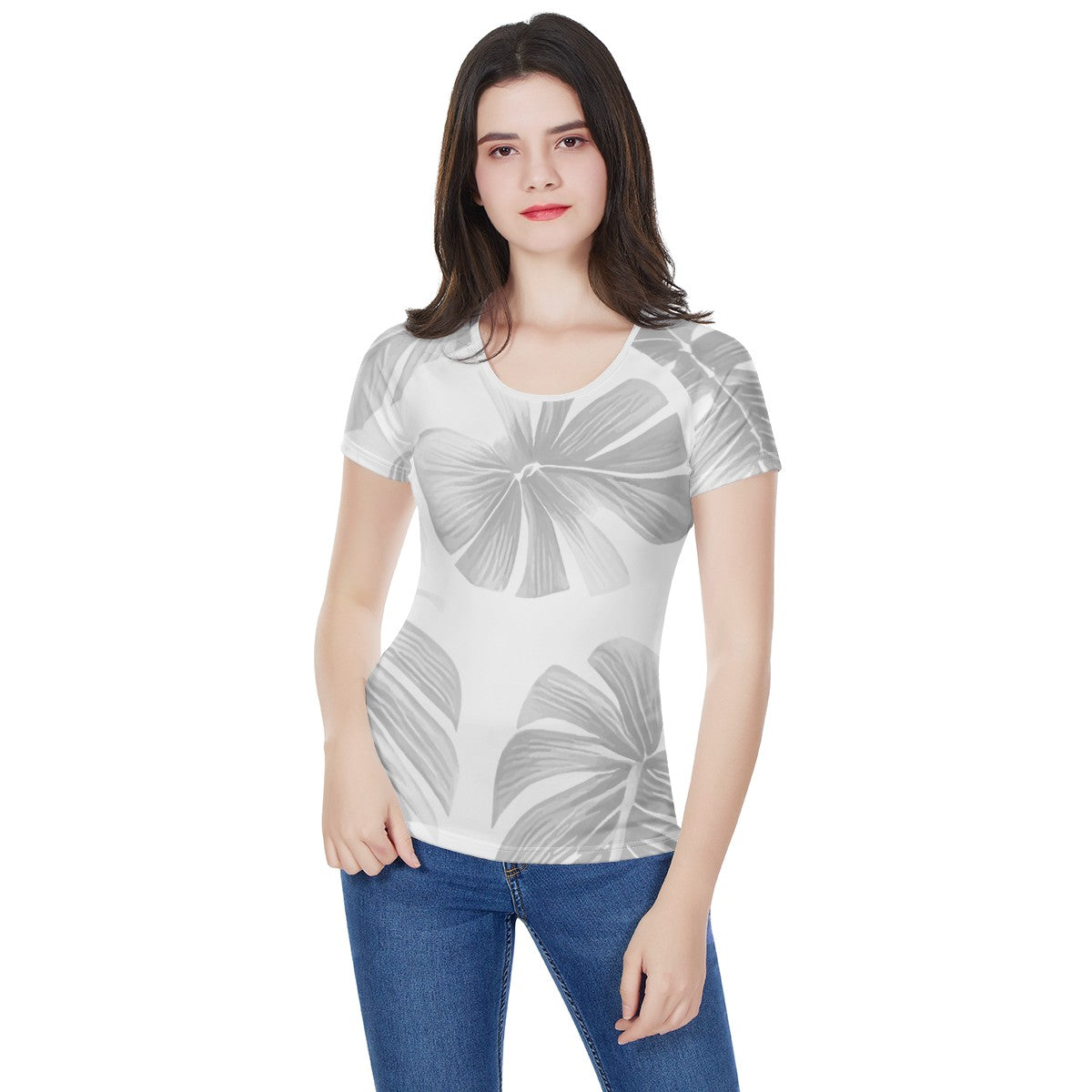 White Monstera Women's All-Over Print T shirt