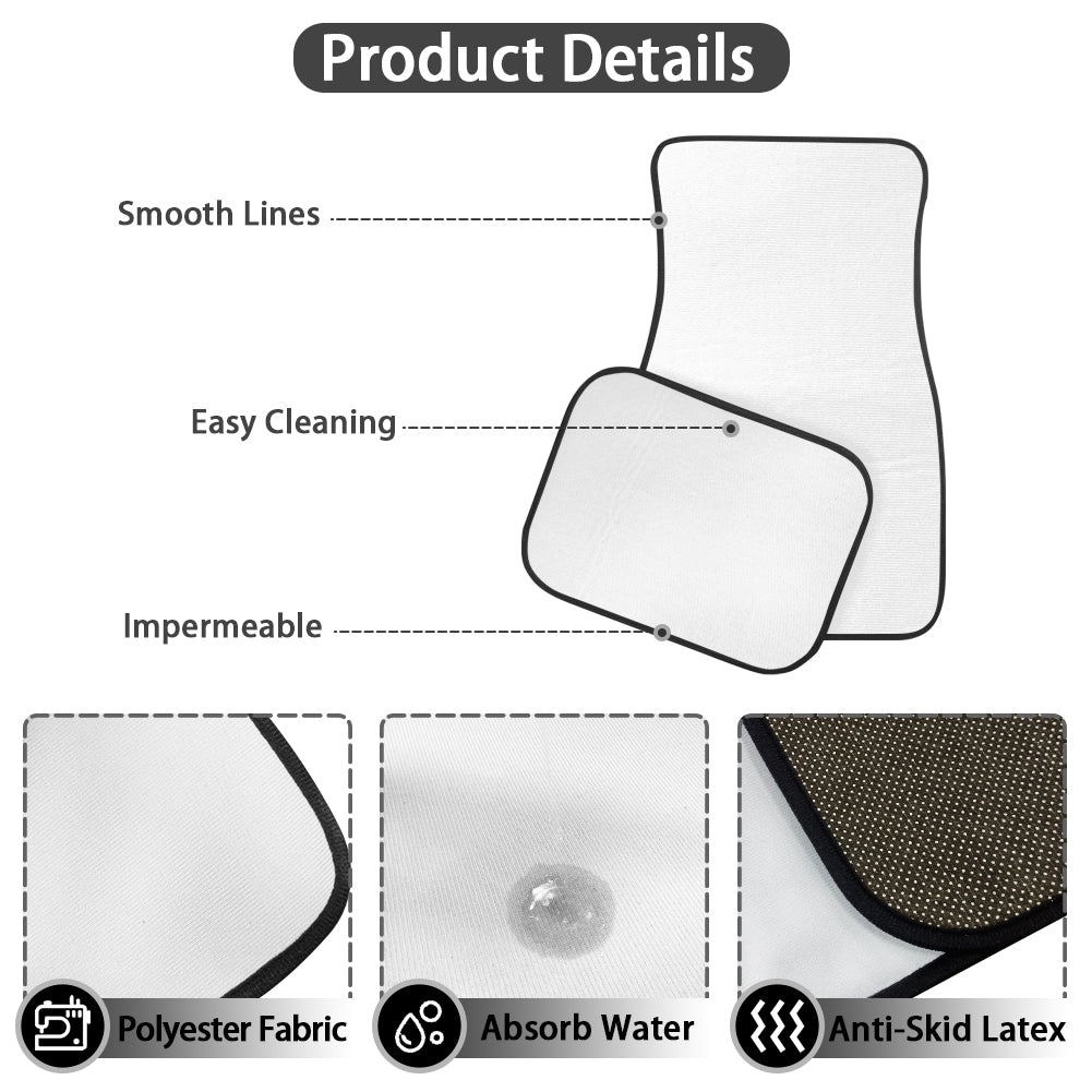 Black and White Polynesian Car Floor Mats